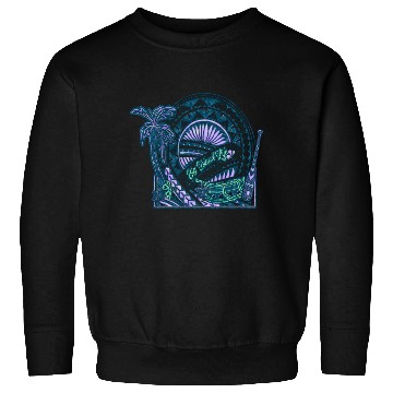 Discover Big Island Outrigger Canoe Teal Tribal Sweatshirts