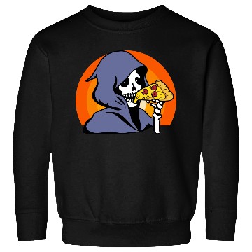 Discover Retro Halloween Pizza Lover Ghost Grim Reaper Sweatshirts