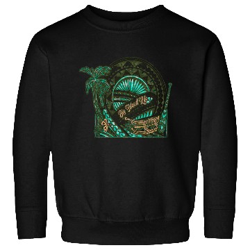 Discover Big Island Outrigger Canoe Tribal Halftone Edges Sweatshirts