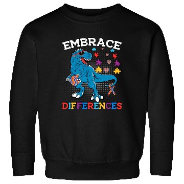 Discover Embrace Differences Funny Dinosaur Autism Sweatshirts