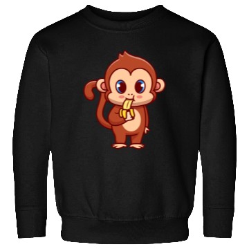 Discover Cute Monkey Eating Banana Cartoon Sweatshirts