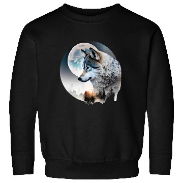 Discover Wolf Moonlight Forest Wild Werewolf Watercolor 3 Sweatshirts
