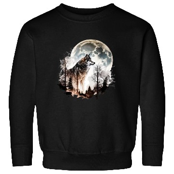 Discover Wolf Moonlight Forest Wild Werewolf Watercolor 5 Sweatshirts