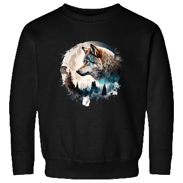Discover Wolf Moonlight Forest Wild Werewolf Watercolor Sweatshirts