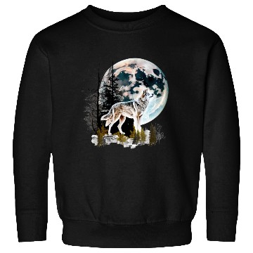 Discover Wolf Moonlight Forest Wild Werewolf Watercolor 2 Sweatshirts