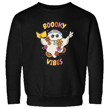 Discover Reading Teacher Halloween Groovy Floral Ghost Sweatshirts
