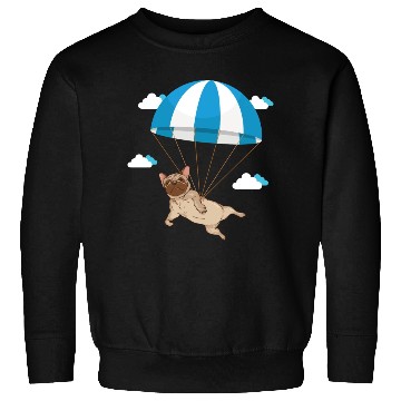 Discover Funny Pug Dog Lover Pet Skydiving Parachute Sweatshirts