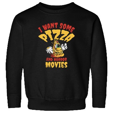 Discover Halloween Pizza Monster Scary Pizza Lover Food Sweatshirts