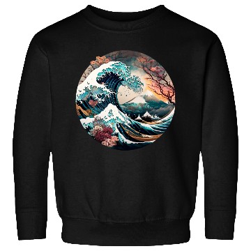 Discover Watercolor Sea Waves Asian Art Water Nature Sweatshirts