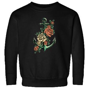 Discover Anchor Roses Tattoo Sailor Nautical Water Ship Sweatshirts