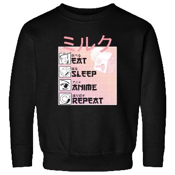 Discover Eat Sleep Anime Repeat Straweberry Milk Japanese Sweatshirts