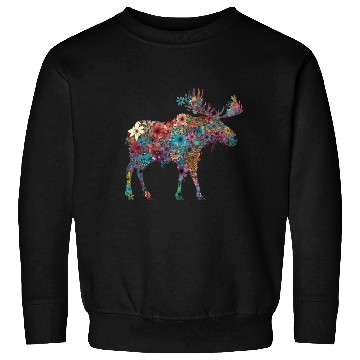 Discover Floral Moose Elk Deer Wild Animal Watercolor 3 Sweatshirts