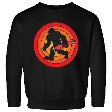 Discover Funny Sasquatch Retro Bigfoot Longboarding Sweatshirts