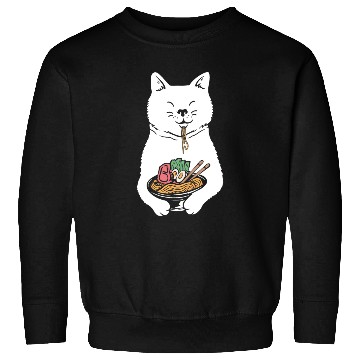Discover Cute Cat Eating Ramen Sweatshirts