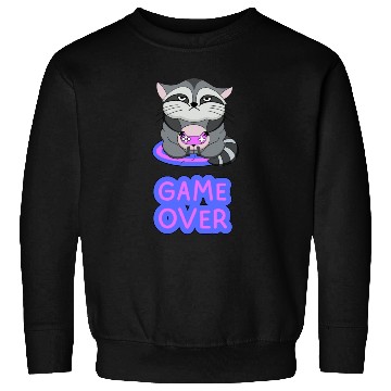 Discover Game Over fat wicked raccoon playing on a console Sweatshirts