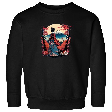 Discover Mount Fuji Fujisan Fujiyama Floral Geisha Sweatshirts