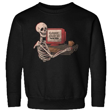 Discover Game Over Skull Funny Geek Skeleton Gift Sweatshirts