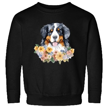 Discover Bernese Mountain Dog Watercolor Floral Sweatshirts