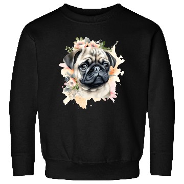 Discover Pug Dog Watercolor Floral Sweatshirts
