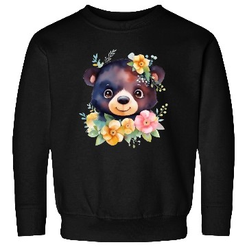 Discover Black and Brown Forest Bear Watercolor Floral Sweatshirts