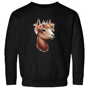 Discover Flower Crown Llama Alpaca Floral Farm Animal Pet Sweatshirts