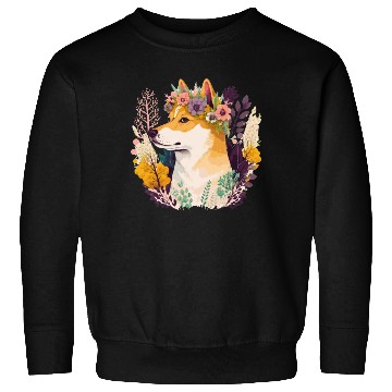 Discover Cute Shiba Inu Flower Crown Pet Dog Breed Floral P Sweatshirts