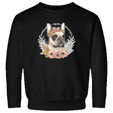 Discover Cute French Bulldog Frenchie Flower Crown Pet Dog Sweatshirts