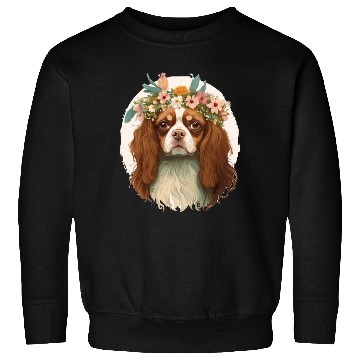 Discover Cavalier King Charles Spaniel Flower Crown Pet Dog Sweatshirts