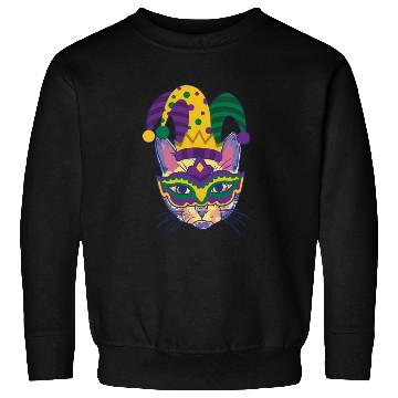 Discover Mardi Gras Cat Cosplayer Jester Mask Costume Sweatshirts