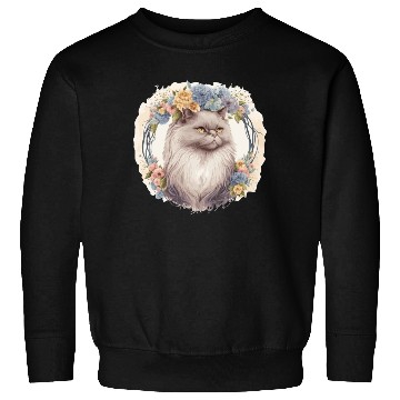 Discover Cute Persian Cat Flower Crown Cats Pet Kitten Sweatshirts