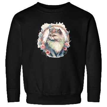 Discover Cute Persian Cat Flower Crown Cats Pet Kitten Sweatshirts