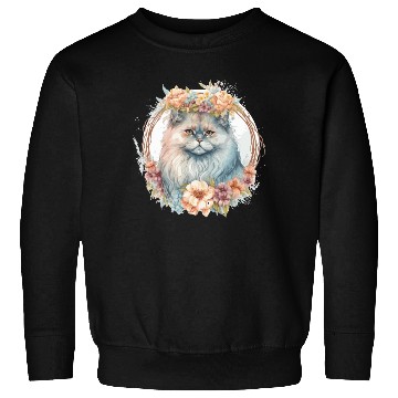 Discover Cute Persian Cat Flower Crown Cats Pet Kitten Sweatshirts