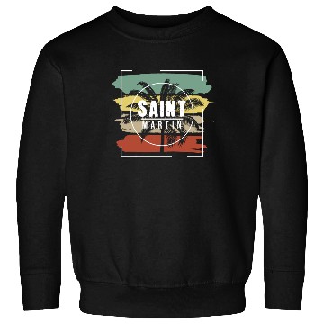 Discover Saint Martin Artistic Palm Tree Retro Sweatshirts