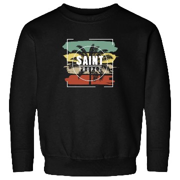 Discover Saint Tropez Artistic Palm Tree Retro Sweatshirts