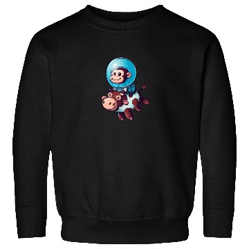 Discover Monkey on Cow Rocket Schuttle Astronaut Cosmonaut Sweatshirts