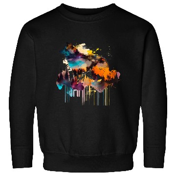 Discover Mountain Wolf Multicolor Watercolor Portrait Sweatshirts
