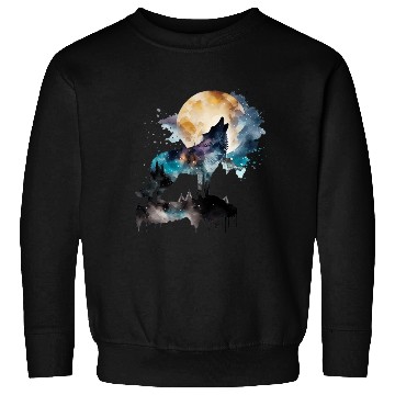 Discover Mountain Wolf Multicolor Watercolor Portrait Sweatshirts