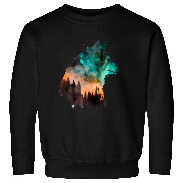 Discover Forest Wolf Multicolor Watercolor Portrait Sweatshirts