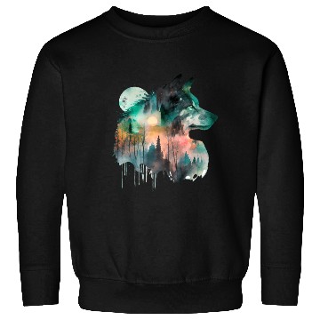 Discover Forest Wolf Watercolor Portrait Sweatshirts