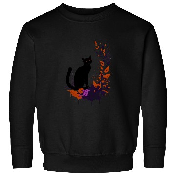 Discover Black cat with plants Sweatshirts