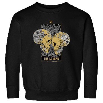 Discover Gold Tarot Lovers Skull Card Sweatshirts