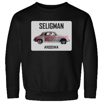 Discover Old car city of Seligman in Arizonna, US Route 66 Sweatshirts