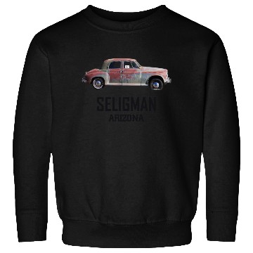 Discover Old car city of Seligman in Arizonna, US Route 66 Sweatshirts