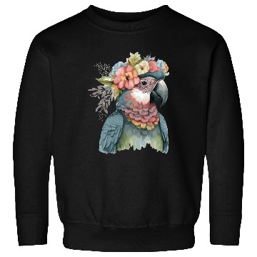 Discover Cute Parrot Macaw Bird Flower Crown Pet Birds Sweatshirts