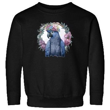 Discover Watercolor Hyacinth Macaw Parrot Bird Flower Crown Sweatshirts