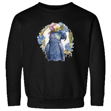 Discover Cute Hyacinth Macaw Parrot Bird Flower Crown Pet B Sweatshirts