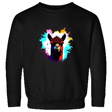 Discover Cute Vintage Ink Splash Alpaca Retro Alpaca Farmer Sweatshirts