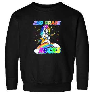 Discover 2nd Grade Rocks Unicorn Rainbow Back Sweatshirts