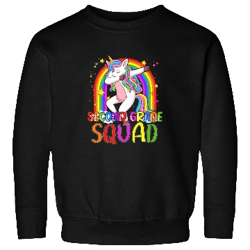 Discover 2nd Grade Squad Dabbing Unicorn Rainbow Back Sweatshirts