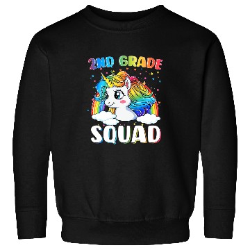 Discover 2nd Grade Squad Unicorn Rainbow Back Sweatshirts